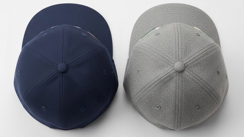 Top view of a 5-panel cap and a 6-panel cap highlighting crown stitching lines and panel seams.