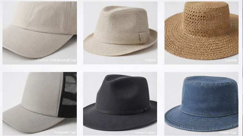 Cotton twill baseball cap fabric texture with structured front panels