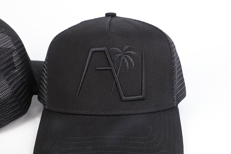 Custom cotton trucker mesh hat with flat embroidery logo