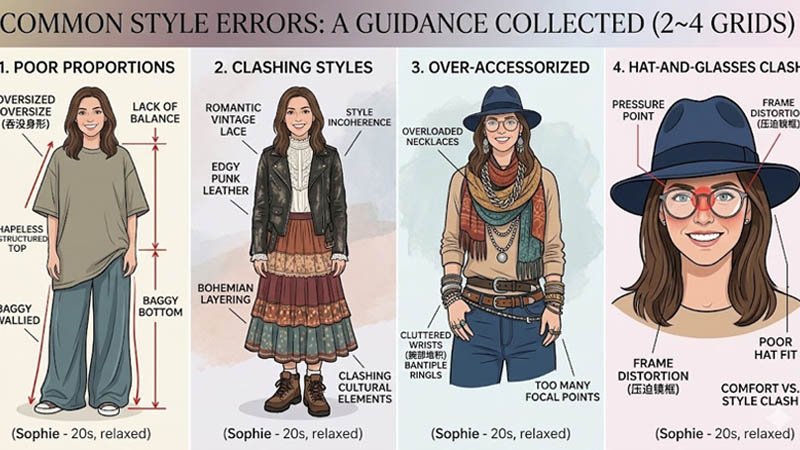 common mistakes when pairing hats with glasses for men