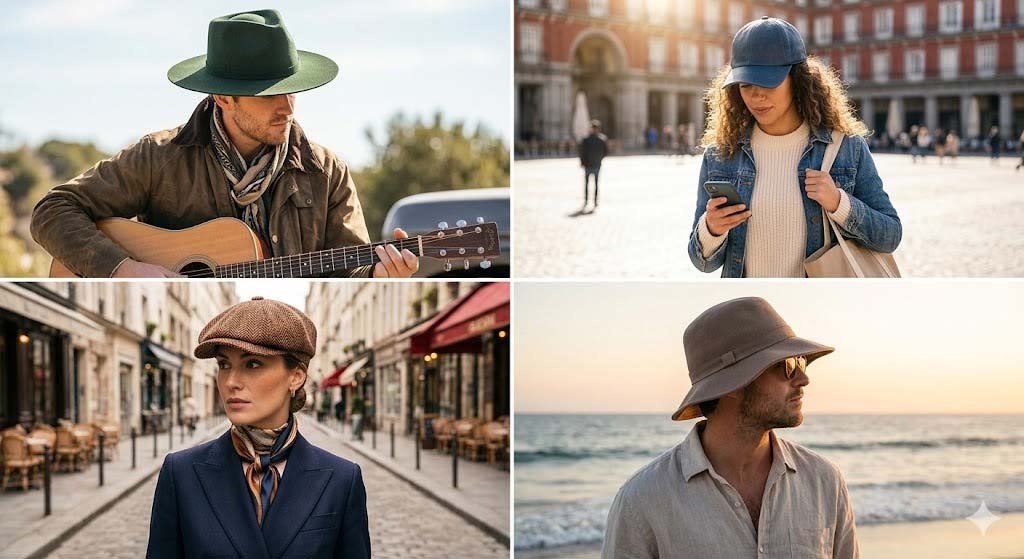 Different hat brim styles and shapes for fashion