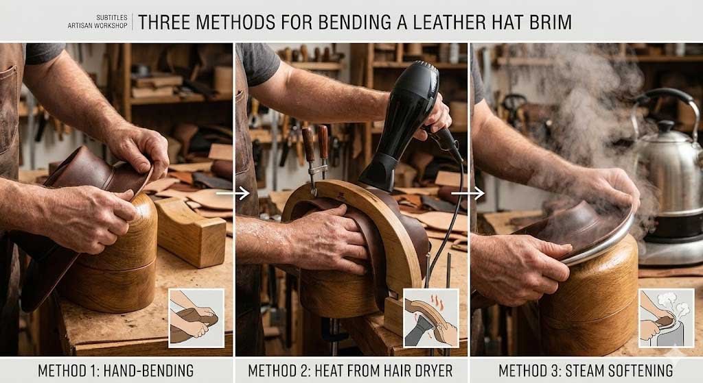 Using hair dryer to bend hat brim
