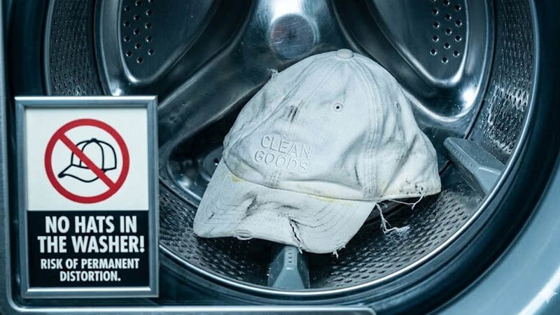 washing baseball cap in washing machine mistake