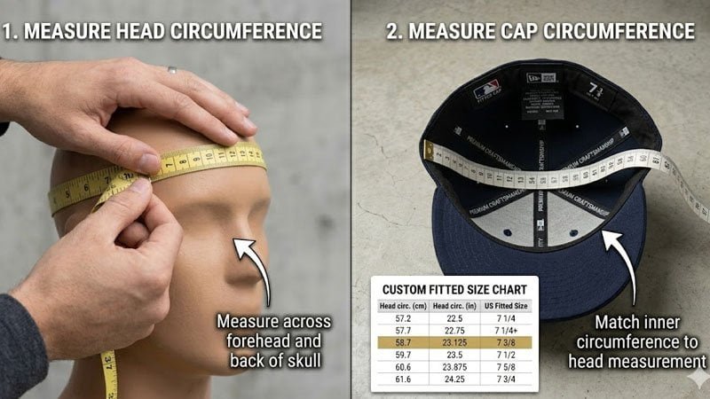 Hat size measurement and sizing mistakes when choosing fitted or snapback caps