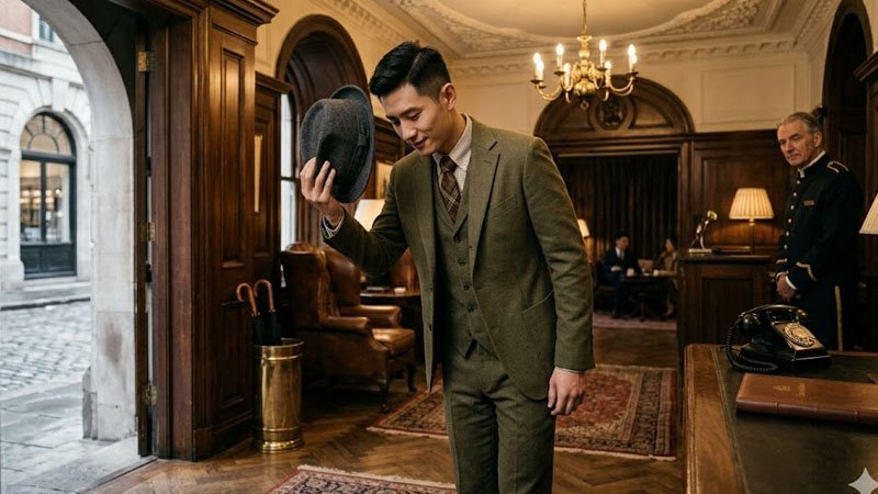 Man removing his hat indoors as a traditional sign of respect