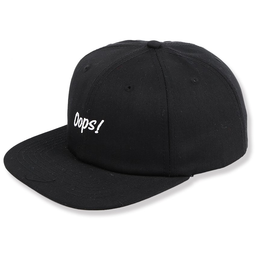 Cotton hip-hop hat with white flat embroidery logo
