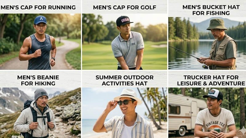 Man wearing a functional custom outdoor cap for sun protection and daily activities