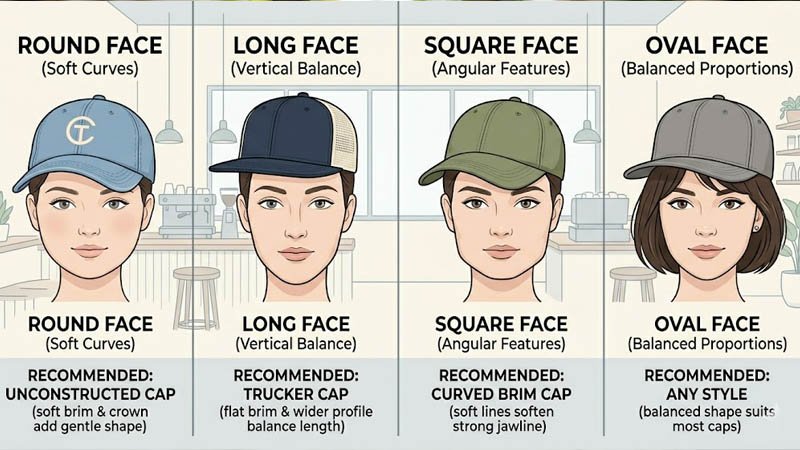 Baseball cap styles for different face shapes