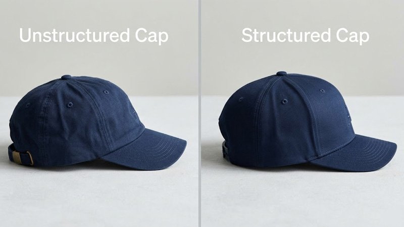 Structured and unstructured baseball caps comparison for custom hat buyers