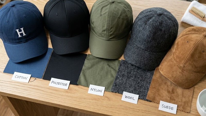 different baseball cap materials for cleaning and care