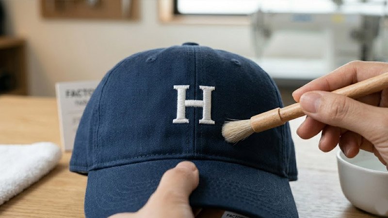 cleaning embroidered baseball cap logo gently