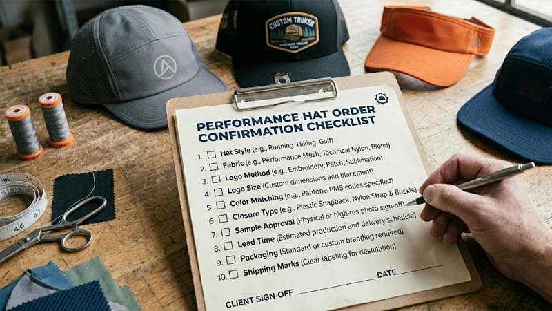 Custom performance hat buyer checklist for bulk order confirmation