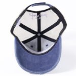 Blue denim trucker cap with mesh panels for breathable daily wear