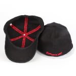 Cotton snapback hat side view with custom embroidery