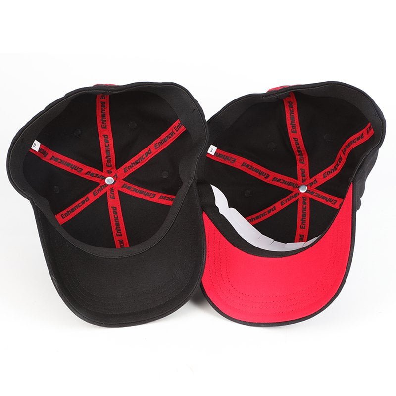 Custom embroidered flat brim cap front view