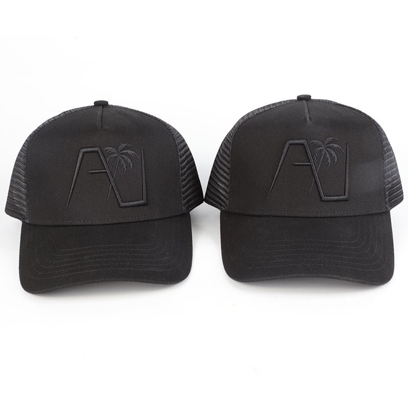 Cotton front and mesh back construction of trucker cap