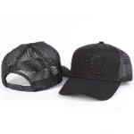 Breathable mesh back detail of custom trucker hat