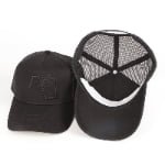 Breathable cotton and mesh trucker cap front and side view