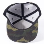 Cotton flat brim snapback cap with white flat embroidery logo