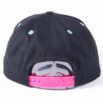 Embroidered snapback hat front view with cotton fabric