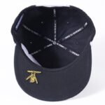 Black cotton hip-hop hat with flat embroidered logo patch