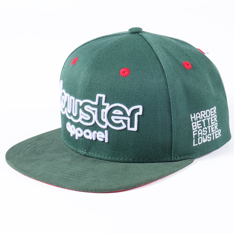 Cotton flat brim snapback hat for custom logo branding