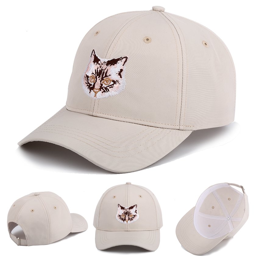 Wholesale embroidered baseball cap with beige cotton fabric