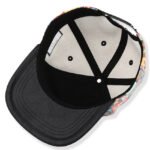 Wholesale custom embroidered snapback hat with printed cotton crown and black flat brim