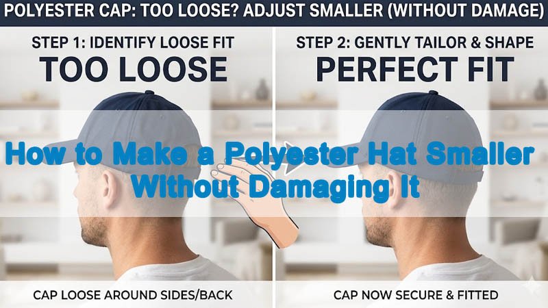 Polyester hat being carefully adjusted to make it smaller without damaging its shape