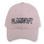 Pink cotton baseball cap with flat embroidery logo
