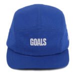 Custom embroidered blue 5 panel cap with flat brim