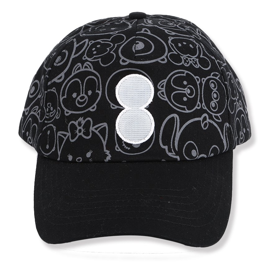 Black cotton baseball cap with flat embroidery logo