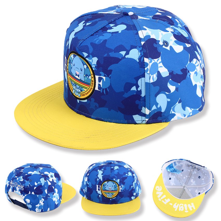 Fashion hip-hop hat with flat embroidery logo and printed cotton crown