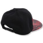 Black cotton snapback hat with embroidered logo