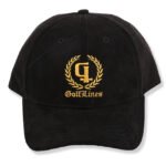 Custom black embroidered cotton baseball cap with curved brim