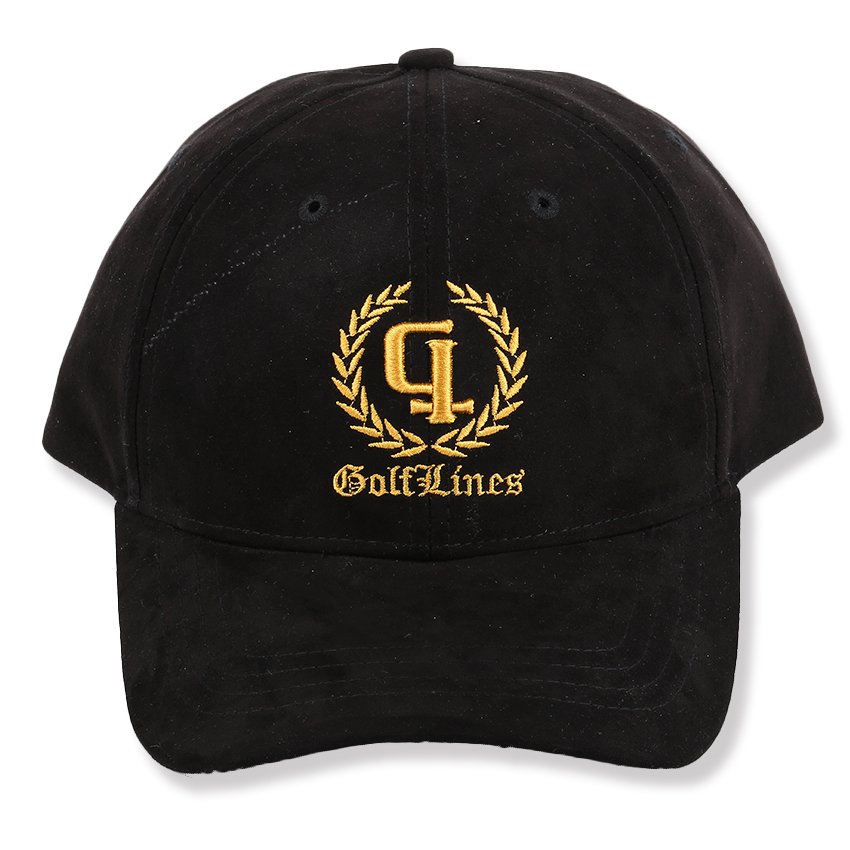Custom black embroidered cotton baseball cap with curved brim