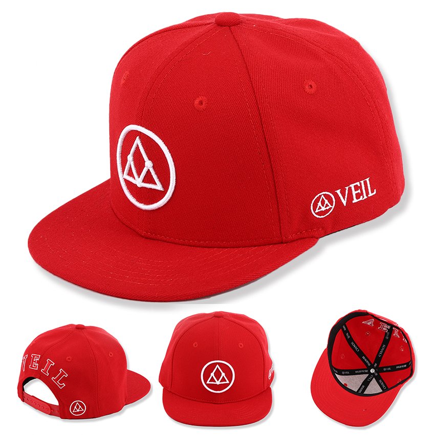 Flat brim hip-hop hat with white embroidered front logo