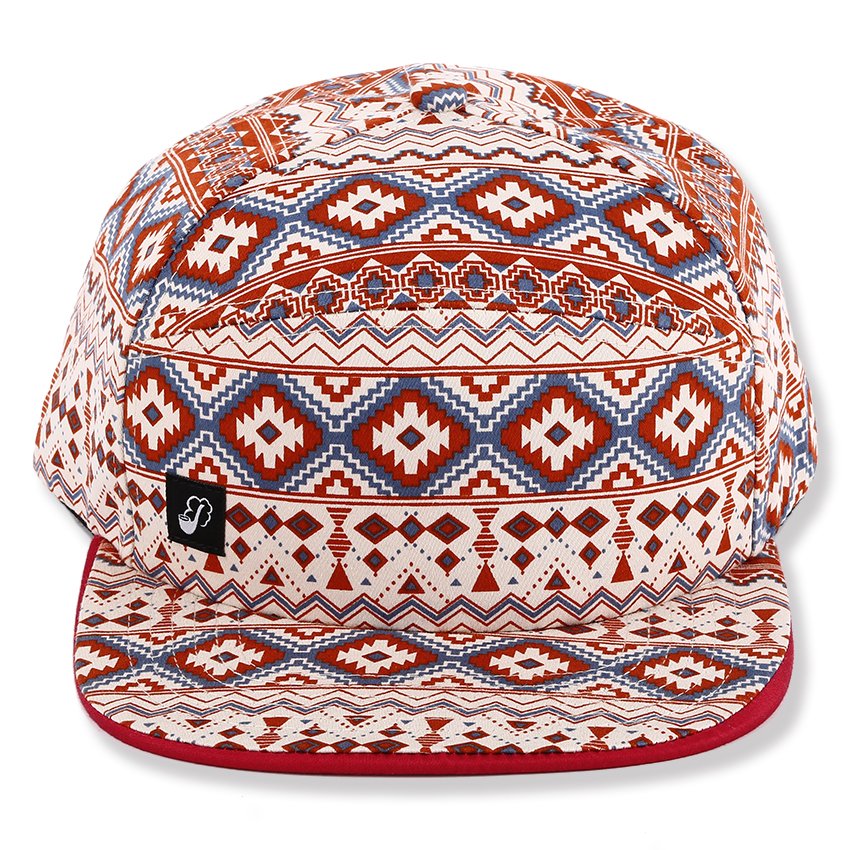 Custom cotton snapback hat with flat brim and woven label patch