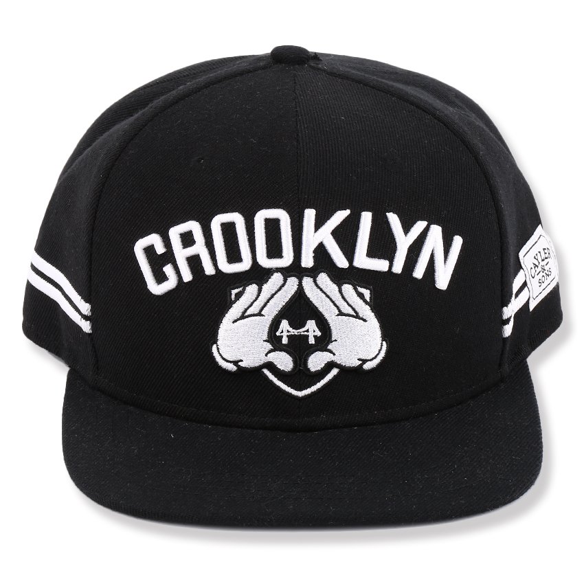 Custom embroidered black snapback hat with flat brim