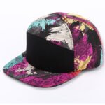 Cotton snapback hat with colorful printed fabric design