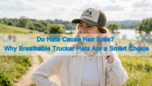 Breathable custom trucker hat for outdoor wear and hair comfort