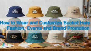 Custom bucket hats with different materials, colors and logo options for fashion brands and promotional events